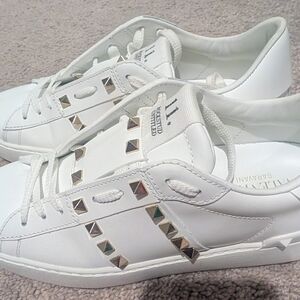 Valentino White Sneakers with Silver Studs